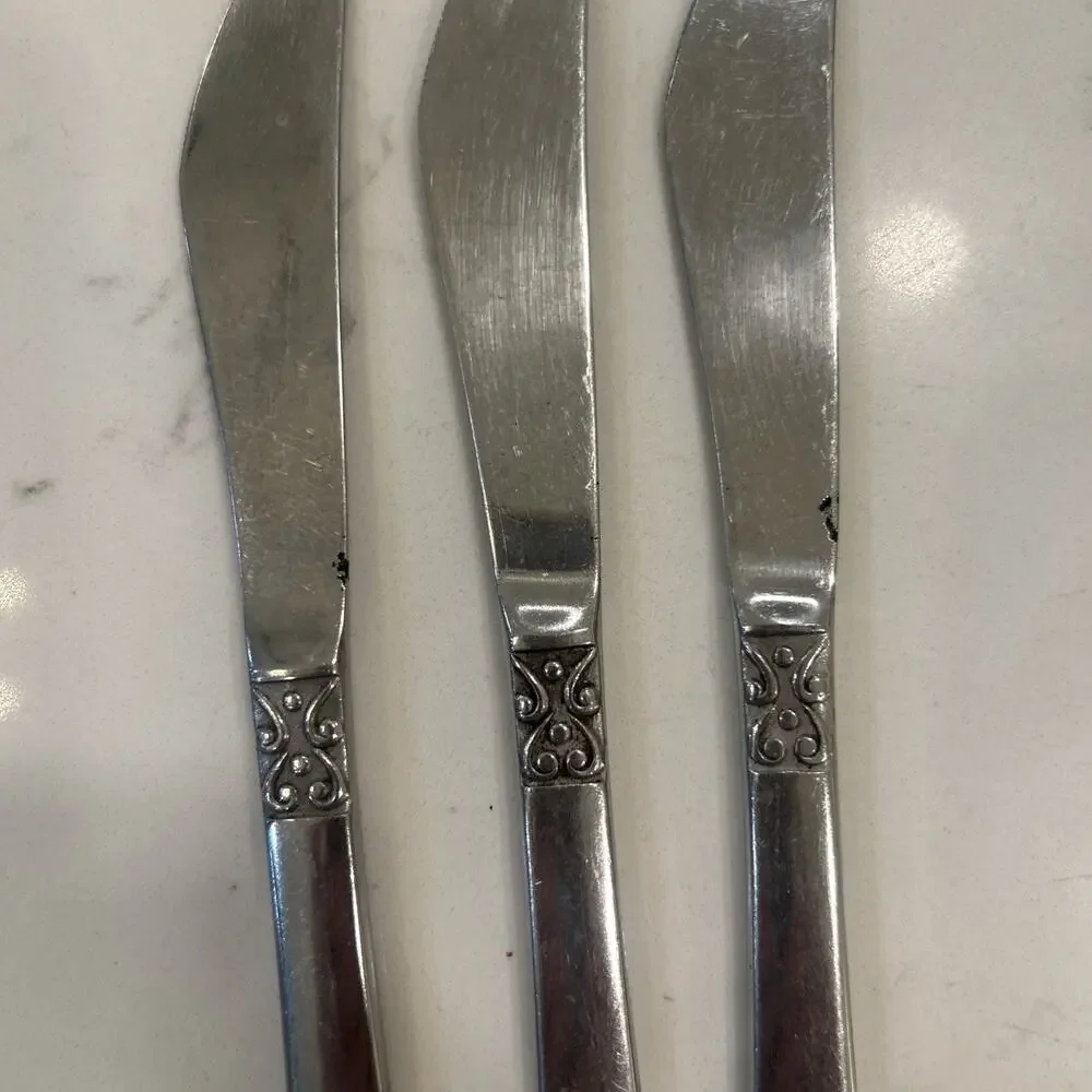 Vintage National Stainless OLAF Flatware Japan‎ Set Of 3 Dinner Knives